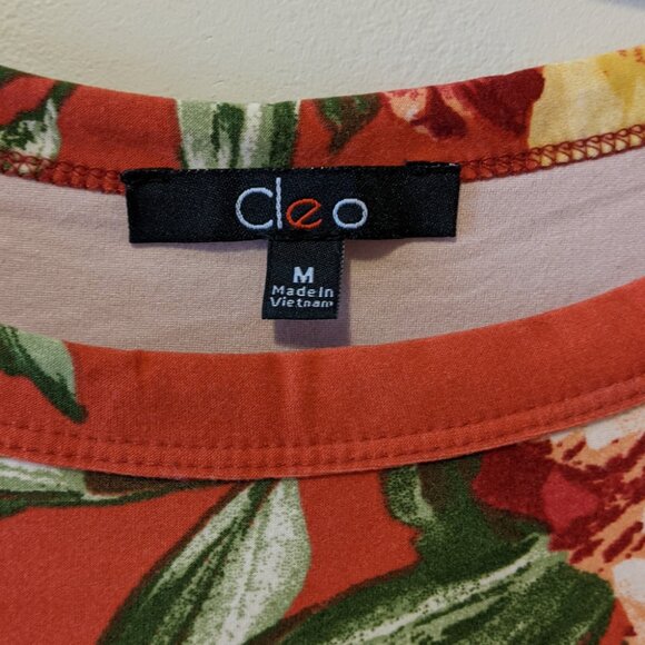 Cleo Red Floral T Shirt Dress Soft Summer Stretch Bodycon Cottage Size M - Picture 7 of 9